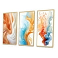 thumbnail image 3 of Designart "Orange White Waves Painted" Abstract Liquid Ink Framed Wall Art Set Of 3 - White Modern Frame Canvas Set For Living Room Decor, 3 of 6