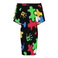 thumbnail image 4 of Autism Theme PUZZLE Heart Pattern Women's Off The Shoulder Ruffles Summer Wedding Guest Loose Casual Party Beach Dress, 4 of 9