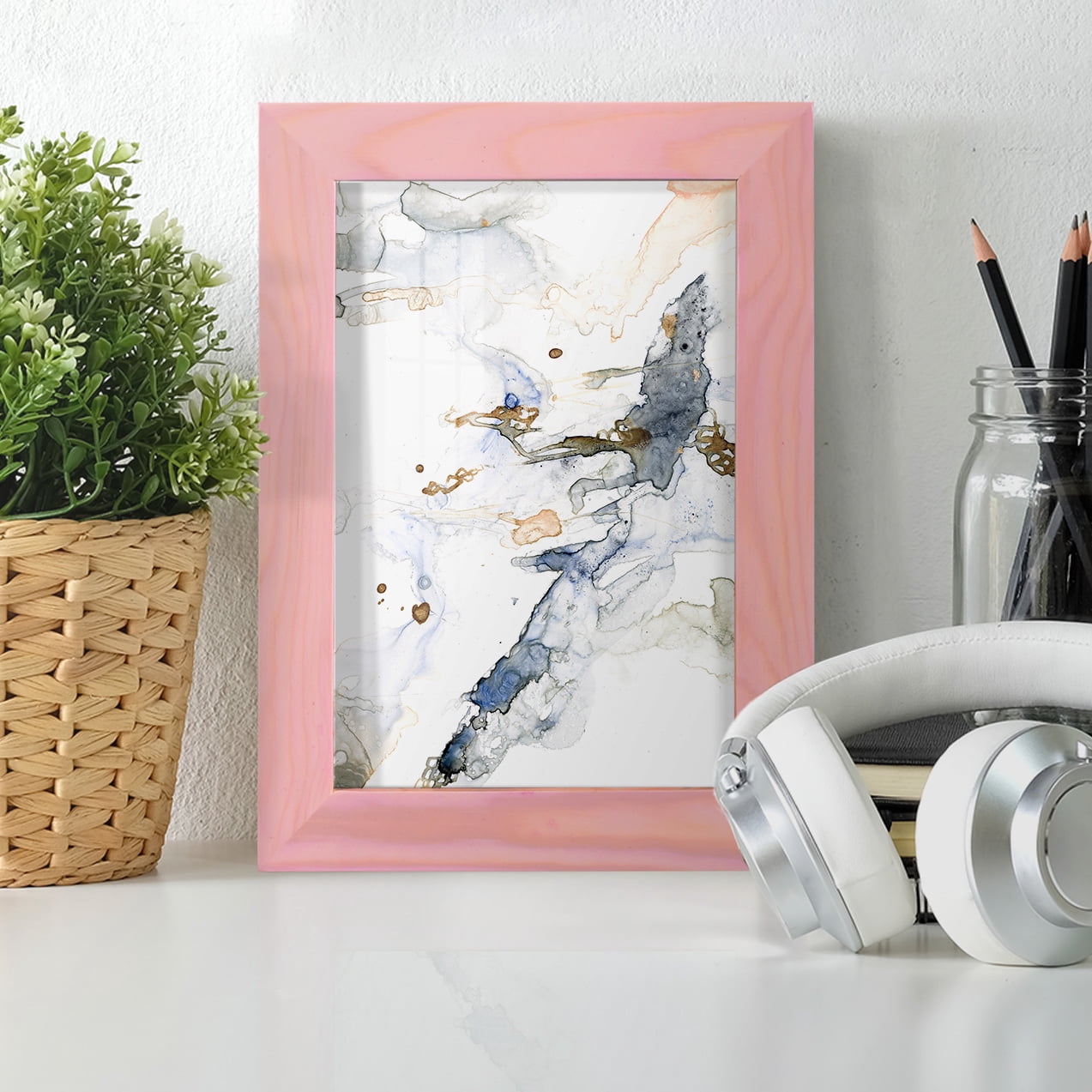 Organic Interlace I -Framed Print w/glass-Sunset Pink