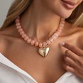 thumbnail image 3 of NICKSUN Chunky Heart Necklaces for Women, Colorful Resin Beaded Choker Necklace, Cute Gold Puffy Heart Statement Necklace Trendy Acrylic Choker Jewelry Gift, 3 of 8