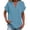 #0195-Sky Blue, variant on Favoffer Women's Linen Blouses V Neck Short Sleeve Tassel Button Casual Tops Lightweight Summer Shirts for Vacation Beach Daily