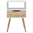 thumbnail image 5 of Depot E-Shop Emma Nightstand with Superior Top, 4 Legs, Open Shelf, and Drawer, White / Light Oak, 5 of 5