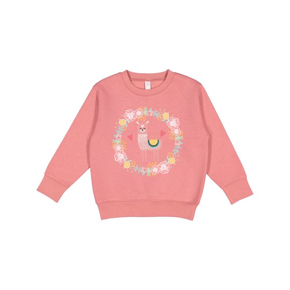 Inktastic Llama Rose Flower Wreath Toddler Sweatshirt