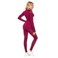 thumbnail image 2 of Women's Active Razer Cut Thumb Hole L/S Crop / Leggings Set, BURGUNDY M, 2 of 2