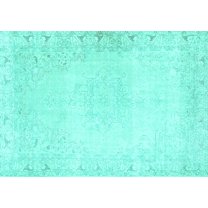 Ahgly Company Indoor Rectangle Persian Turquoise Blue Traditional Area Rugs, 5' x 7'