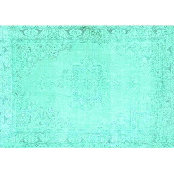 Ahgly Company Indoor Rectangle Persian Turquoise Blue Traditional Area Rugs, 2' x 4'