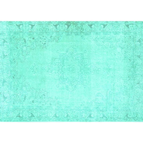 Ahgly Company Indoor Rectangle Persian Turquoise Blue Traditional Area Rugs, 5' x 7'