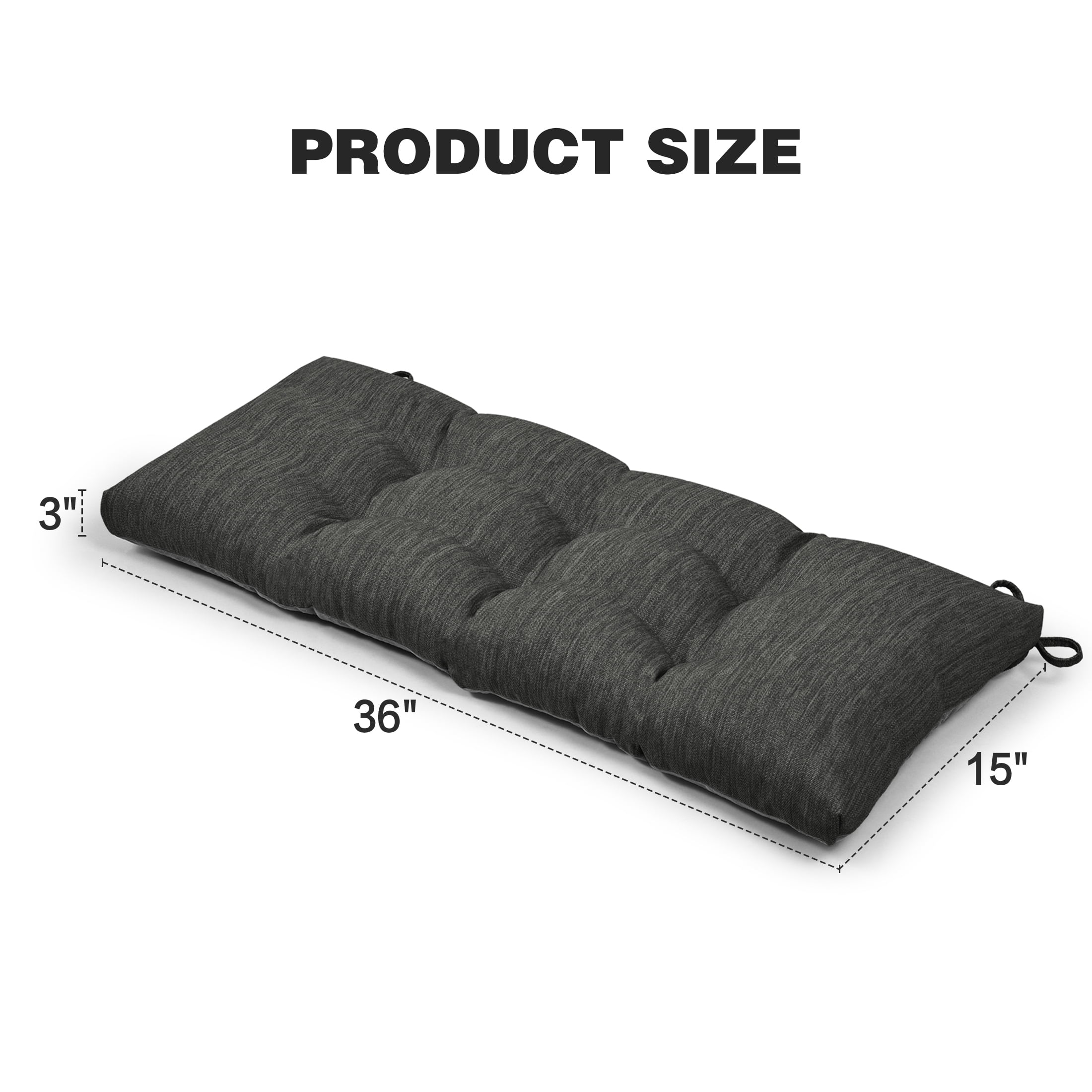 Baibu Tufted Bench Cushion Loveseat Cushion with Tires Suitable for Garden Patio Bench Indoor Furniture with Anti-slip Bottom, Black, 42"x15"x3"