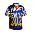 thumbnail image 2 of Bixox Men's Hawaiian Shirts Men's Happy New Year 2024 Print Short-Sleeve Shirt-Small, 2 of 8