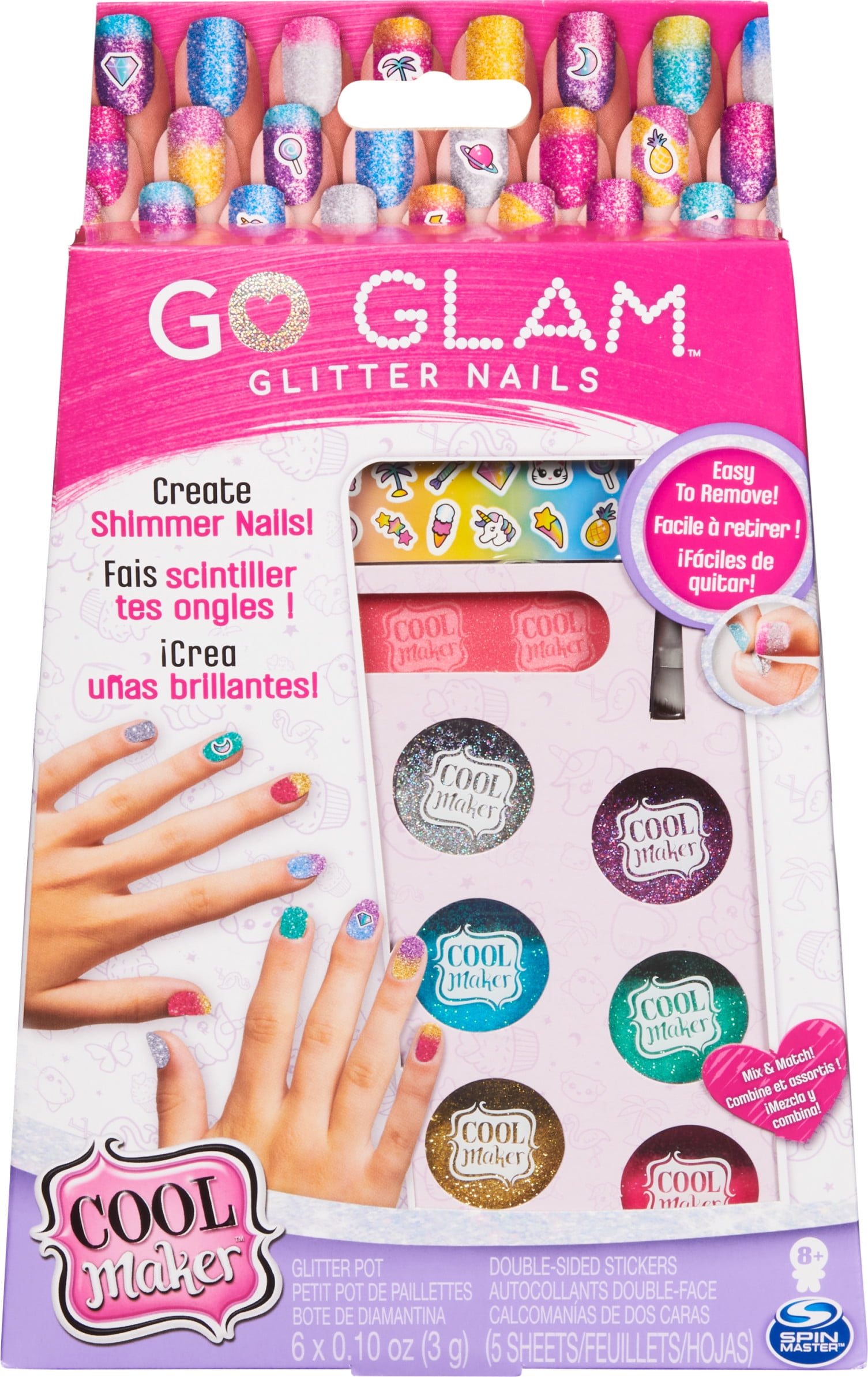 Cool Maker Go Glam Glitter Nails Diy Activity Kit For 5 Manicures For Kids Aged 8 And Up Walmart Com Walmart Com