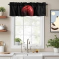 thumbnail image 2 of Red Fruit Valance Curtain Berry Drops Black Background Modern Art Window Valances Rod Pocket Short Curtains Window Treatments for Kitchen Bedroom Bathroom Laundry 60" x 14", 2 of 9