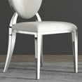 thumbnail image 6 of 2 Pieces Leatherette Dining Chair Set With Oval Backrest Design and Stainless Steel Legs, Casual Accent Chair Set For Dining Room, Living Room, Office, Apartment, White Cushion+Silver Mirrored Frame, 6 of 8