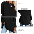 thumbnail image 3 of Camiseta holgada de manga larga con hombros descubiertos y cuello redondo, Top femenino de gran tamaño de tela suave y transpirable ligera, 3 of 4
