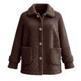 thumbnail image 5 of Miluxas Women's Fall Winter Coats Lapel Collar Fleece Sherpa Jackets Daily Long Sleeve Coats with Pockets Brown XL(XL), 5 of 7