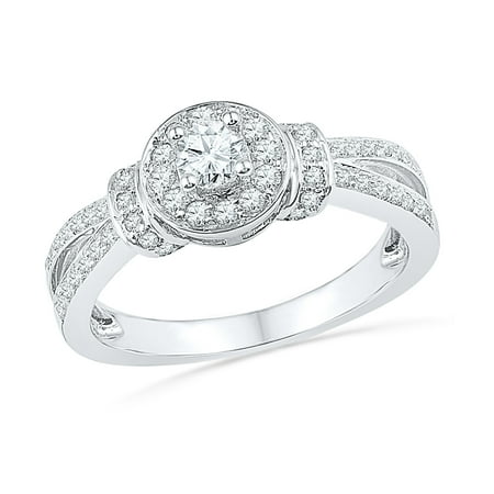 1/2 CT. TW. Round Diamond Engagement Ring in 14k White Gold
