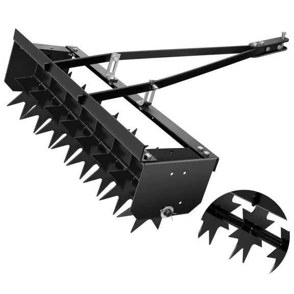 31in Tow Behind Lawn Aerator, Thick Iron Material, Star Tines, Double Rod for Lawn, Yard, Garden Restoration