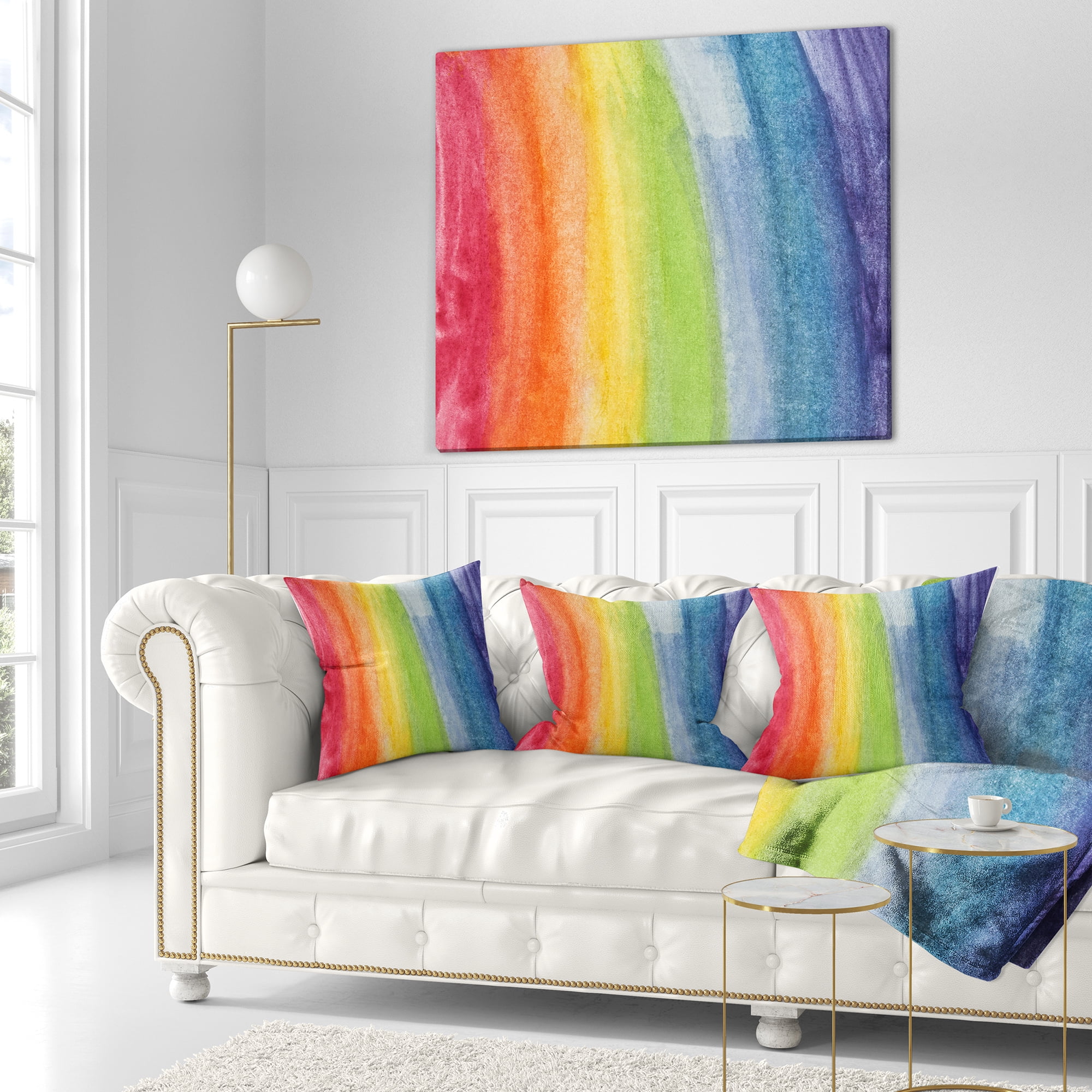 Designart Flowing Rainbow Colors - Abstract Throw Pillow - 16x16