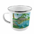 thumbnail image 2 of Jurassic Steel Camping Mug, Dinosaurs Living in the Jungle Illustration Palm Trees Lakeside Stones Fun Artwork, Printed Thermal Cup for Camping and Outdoor Activities, by Ambesonne, 2 of 2