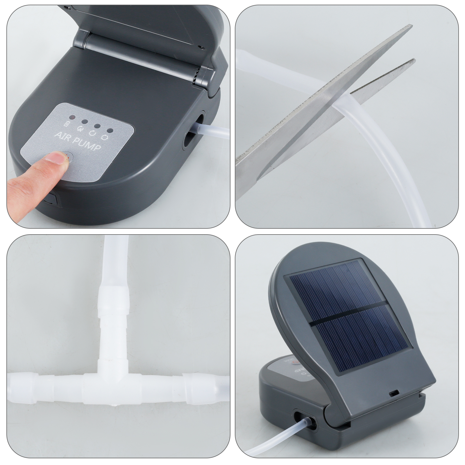 Evjurcn Solar Pond Aerator with Hose 5V/1W Solar Oxygen Pump 3 Adjustable Mode Aquarium Air Pump Durable Fish Bubbler Pump Oxygenator Aerator Oxygen Pump Aerator for Outdoor Aquarium Pool