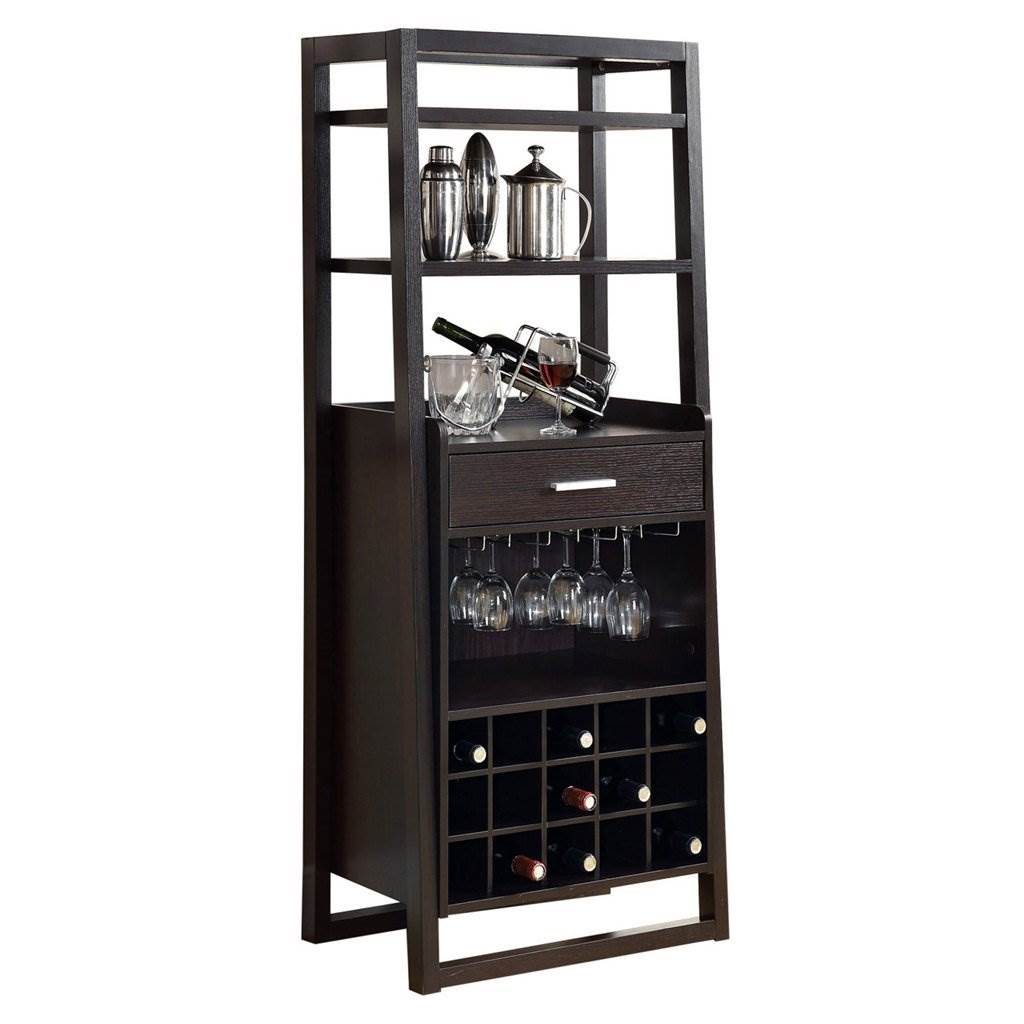 Home Bar Wine Rack Storage Cabinet Laminate Brown Contemporary Modern - image 3 of 5