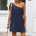 thumbnail image 3 of Women Dresses Plus Sling Sleeveless Sexy Fashion Dresses Solid Fashion Dresses Navy Trendy Skirt Size L, 3 of 9
