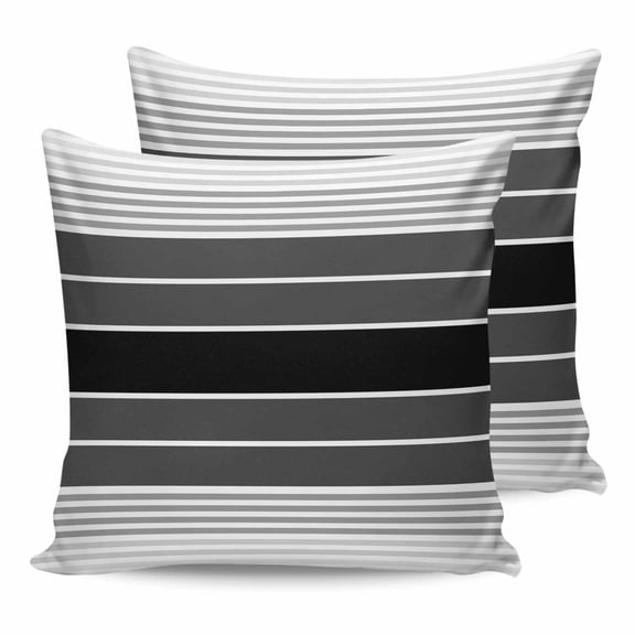 Outdoor Waterproof Throw Pillow Covers Set of 2 Black Stripe Decorative Pillowcases Square Outdoor Pillows Cushion Case 16x16 Inch Gradient Gray Striped Patio Pillows for Couch Sofa Bed Garden