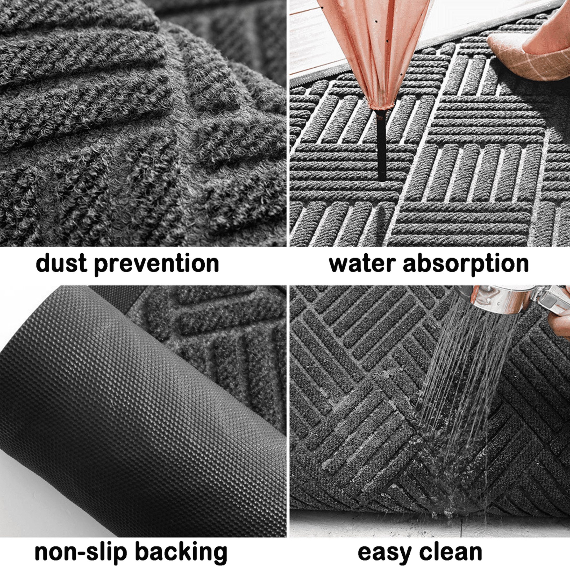 IAJXWI Entrance Mat, Non-Slip Large Doormat Entry Rug, Indoor Outdoor Floor Mat, Gray, 3 x 5ft