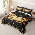 thumbnail image 3 of jejeloiu Folk Moth Twin Quilt Set For Girls,Floral Pattern Twin Coverlet Set,Black Yellow Orange,2pcs, 3 of 7
