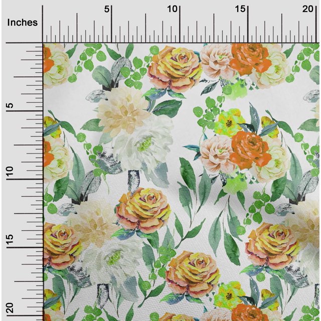oneOone Cotton Flex Peach Fabric Florals Craft Projects Decor Fabric Printed By The Yard 40 Inch Wide