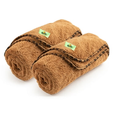 2 Pack Fleece Dog Blanket by Scrubit-Pets – Soft & Warm Pet Throw Blankets, Fluffy Paw Print Bed / Couch Cover for Dogs Cats and Puppies - Large Size (53 x 31.5)