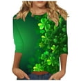thumbnail image 2 of Xuyuer Womens 3/4 Sleeve St. Patrick's Day T-Shirts Crew Neck Spring Graphic Tee Tops Cute Tunic Tops Basic Tees Blouses Business Work Casual Tee Top Printed Graphic Tee Tops, 2 of 5