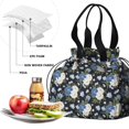 thumbnail image 4 of Pioneer Flower Floral Print Pattern Drawstring Lunch Bag Women - Drawstring Lunch Bag Insulated for Work Office - Stain-Resistant Large Lunchbags for Women with Multi-Pockets, 4 of 6