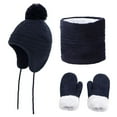 thumbnail image 2 of Hauaitttt Chicminie 3 Pcs/Set Children Hat Neck Warp Gloves Set Thickened Print Knitted Heat Retention Windproof Keep Warm Girls Boys Outdoor Scarf Gloves Set Boys Baseball Hat, 2 of 4