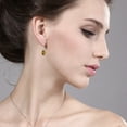 thumbnail image 3 of Gem Stone King 14K Yellow Gold Whiskey Quartz and White Topaz Hook French Fish Ear Wire Dangle Earrings for Women (2.58 Cttw, Gemstone, Oval 8X6MM, Round 3MM), 3 of 3