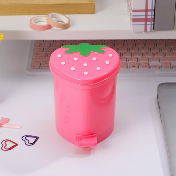 FOMIYES Pink Heart Shaped Mini Trash Can 1Set For Desktop Organization