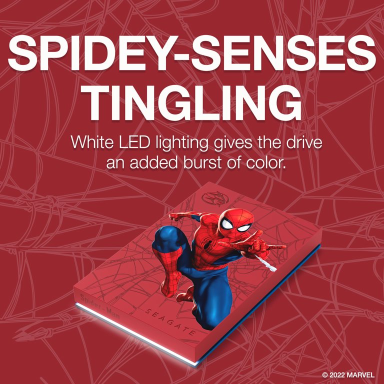 Seagate Spider-Man SE FireCuda 2TB External USB 3.2 Gen 1 Hard Drive with  White LED Lighting