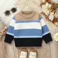 thumbnail image 2 of Toimothcn Toddler Boys Girls Sweaters Long Sleeve Crew Neck Casual Striped Printed Pullover Sweater Warm Soft Fall Winter Knitted Sweaters Comfy Kids Clothes, 2 of 9