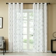 thumbnail image 1 of Topfinel White Sheer Curtains 90 Inches Long Gray Embroidered Diamond Grommet Window Curtains for Living Room Bedroom, 2 Panels, 1 of 6