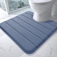 thumbnail image 1 of LAICAIW Memory Foam Toilet Bath Mat U-Shaped, Soft and Comfortable, Super Water Absorption, Non-Slip, Thick, Machine Wash and Easier to Dry for Bathroom Commode Contour Rug, 24 X 24 Inches, Denim Bl, 1 of 6