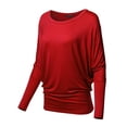 thumbnail image 3 of FashionOutfit Women's Casual Solid Boat Neck Long Dolman Sleeve Top - MADE in USA, 3 of 4