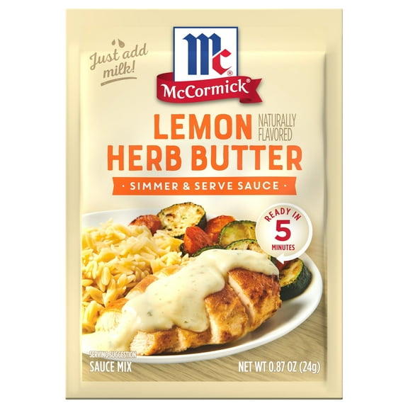 2 Pack - McCormick Lemon Naturally Flavored Herb Butter Sauce Mix - 0.87 oz Packaging may vary