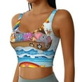 thumbnail image 2 of Xecao Rainbow Animals on Noah's Ark for Sports Bra with Removable Pads, Crop Tank Top Design, Women's Longline Sports Bra - Non-Wired - Medium, 2 of 9