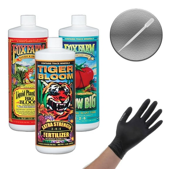 Fox Farm Liquid Fertilizer Trio Hydro: Big Bloom, Grow Big Hydro, Tiger Bloom 1 Pint Each