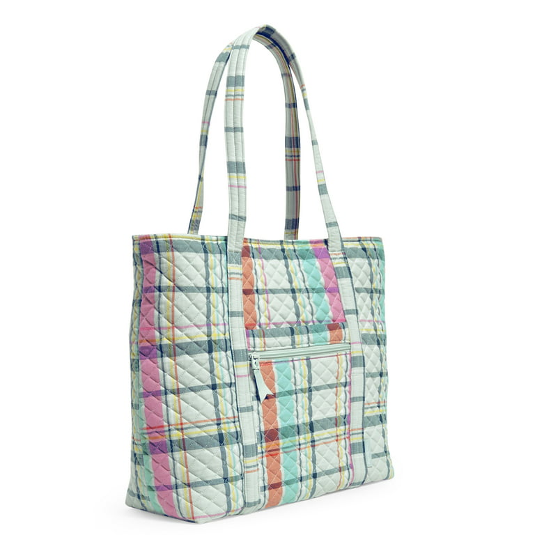 Vera Bradley Women's Recycled Cotton Vera Tote Bag Pastel Plaid