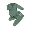 thumbnail image 2 of Newborn Infant Baby Boy Girl Clothes Sets 3M  6M 12M 18M 24M Button Long Sleeve Rompers Pants Fall Spring Toddler Outfits, 2 of 10