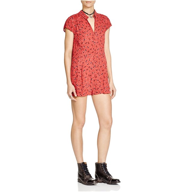 Free People Womens Deeby Romper Mono, Rojo, Pequeño Free People Mameluco