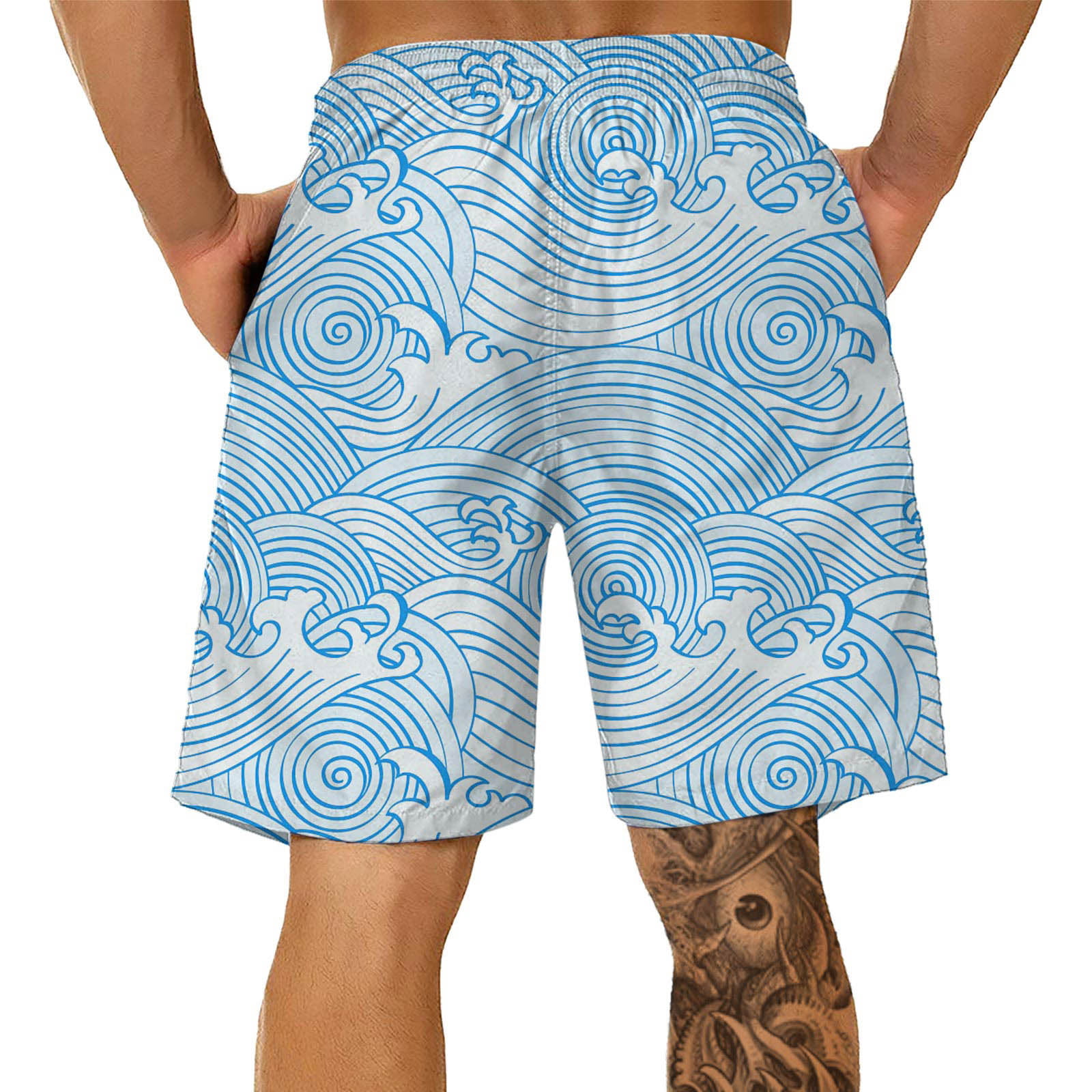 Fear No Fish Men Summer Casual Swim Trunks Shorts Quick Dry Board Shorts with Pockets 