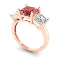 thumbnail image 2 of Clara Pucci 14K Rose Gold Solid Gold Garnet Three-Stone Anniversary Ring for Women - 4 cttw Square Emerald Cut, 2 of 7