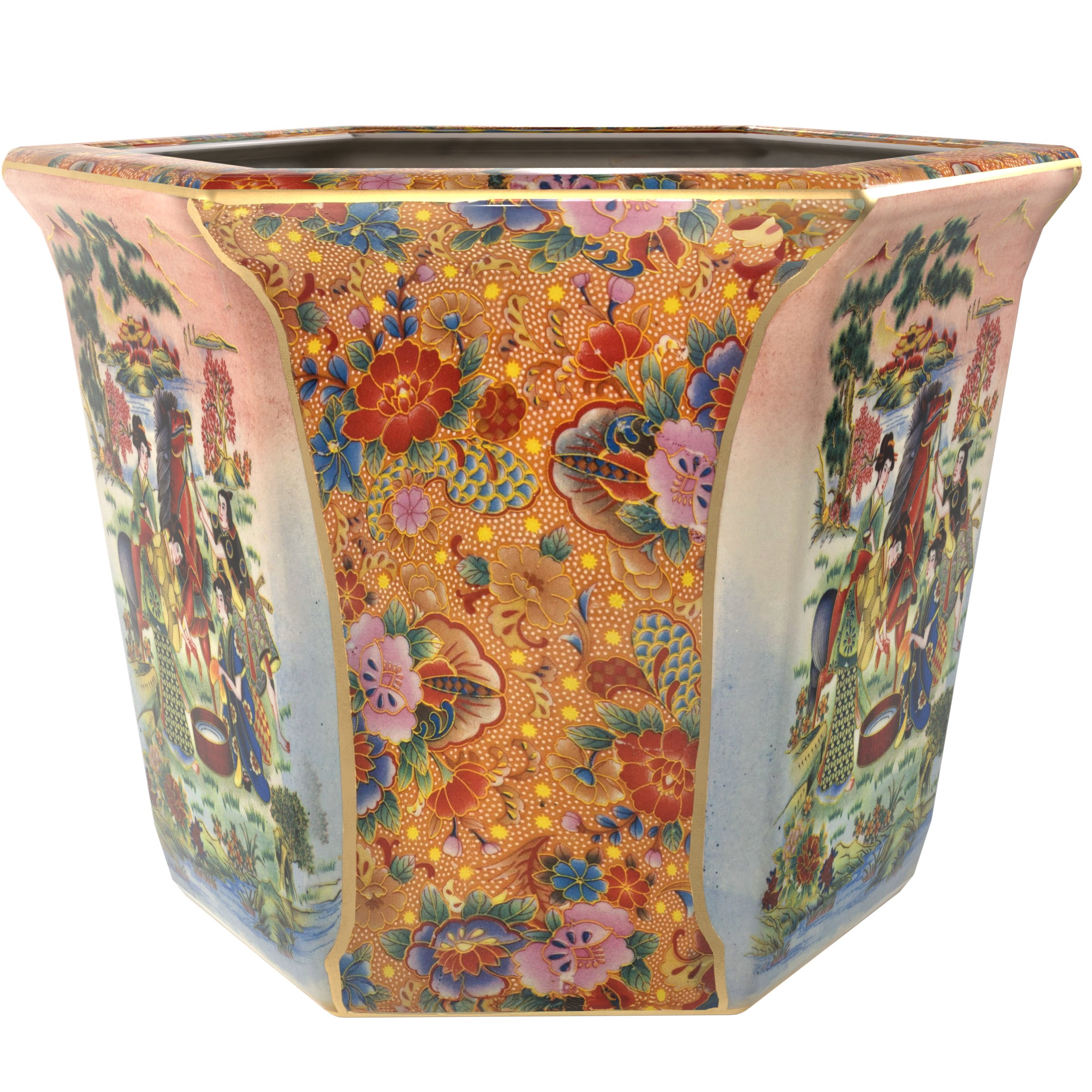 10" Horse in Meadow Porcelain Flower Pot