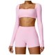 thumbnail image 5 of Conjuntos de entrenamiento de 2 piezas for mujer, sujetador deportivo acolchado de manga larga, trajes de gimnasio de cintura alta con, 5 of 7